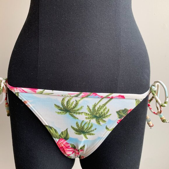 Billabong surf BLUE CRUSH Vintage bikini floral beaded triangle low rise RARE - Picture 4 of 8